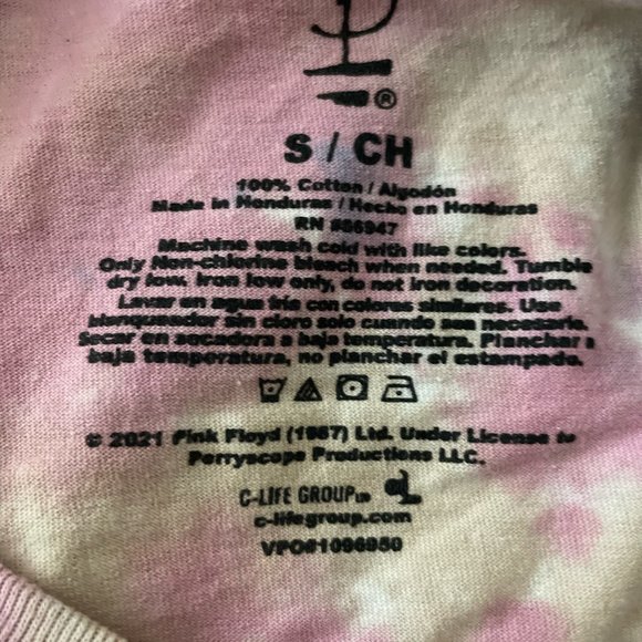 Pink Floyd Shirt Perryscope Tie Dye Tee Casual Style Cutout “V” At Chest S NEW - Picture 5 of 5